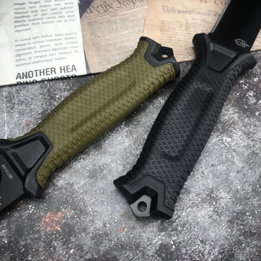 G1500 StrongArm Full Tang Fixed Blade Knife 8Cr13Mov Black Blade Rubber Handles Tactical Hunting Military Knives