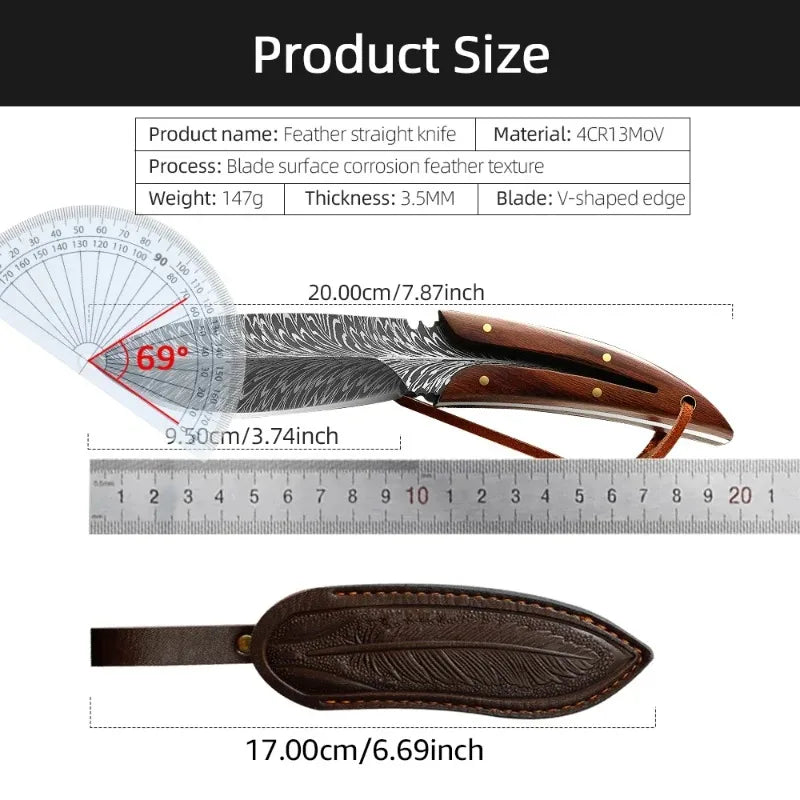 Forged Boning Knife Cutting Meat Knife Sharp Chef's Knife Slicing Knife Feather Textured Home Kitchen Tools With Holster