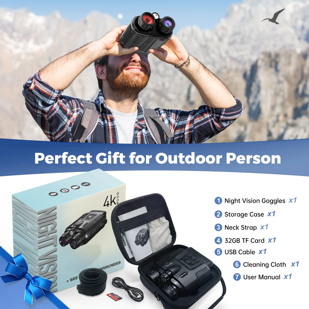 4K Night Vision Binoculars 3inch Screen 8X Digital Zoom With Tactical Light 5000mAh Rechargeable Infrared Vision Night Goggle (Copy)