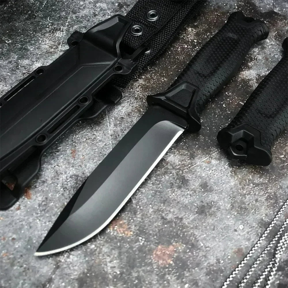 G1500 StrongArm Full Tang Fixed Blade Knife 8Cr13Mov Black Blade Rubber Handles Tactical Hunting Military Knives