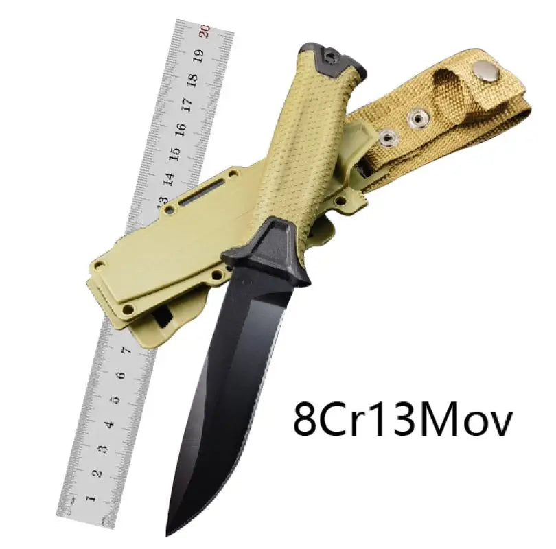 G1500 StrongArm Full Tang Fixed Blade Knife 8Cr13Mov Black Blade Rubber Handles Tactical Hunting Military Knives