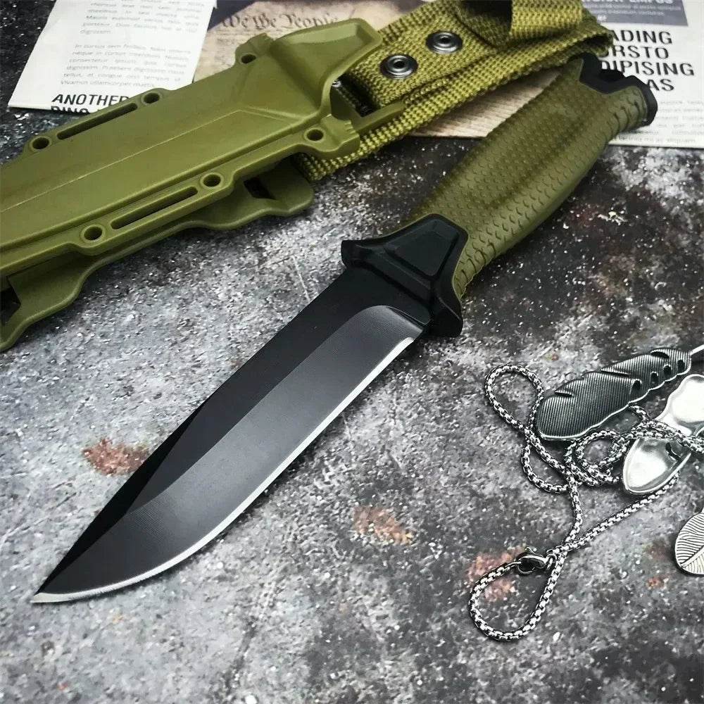 G1500 StrongArm Full Tang Fixed Blade Knife 8Cr13Mov Black Blade Rubber Handles Tactical Hunting Military Knives