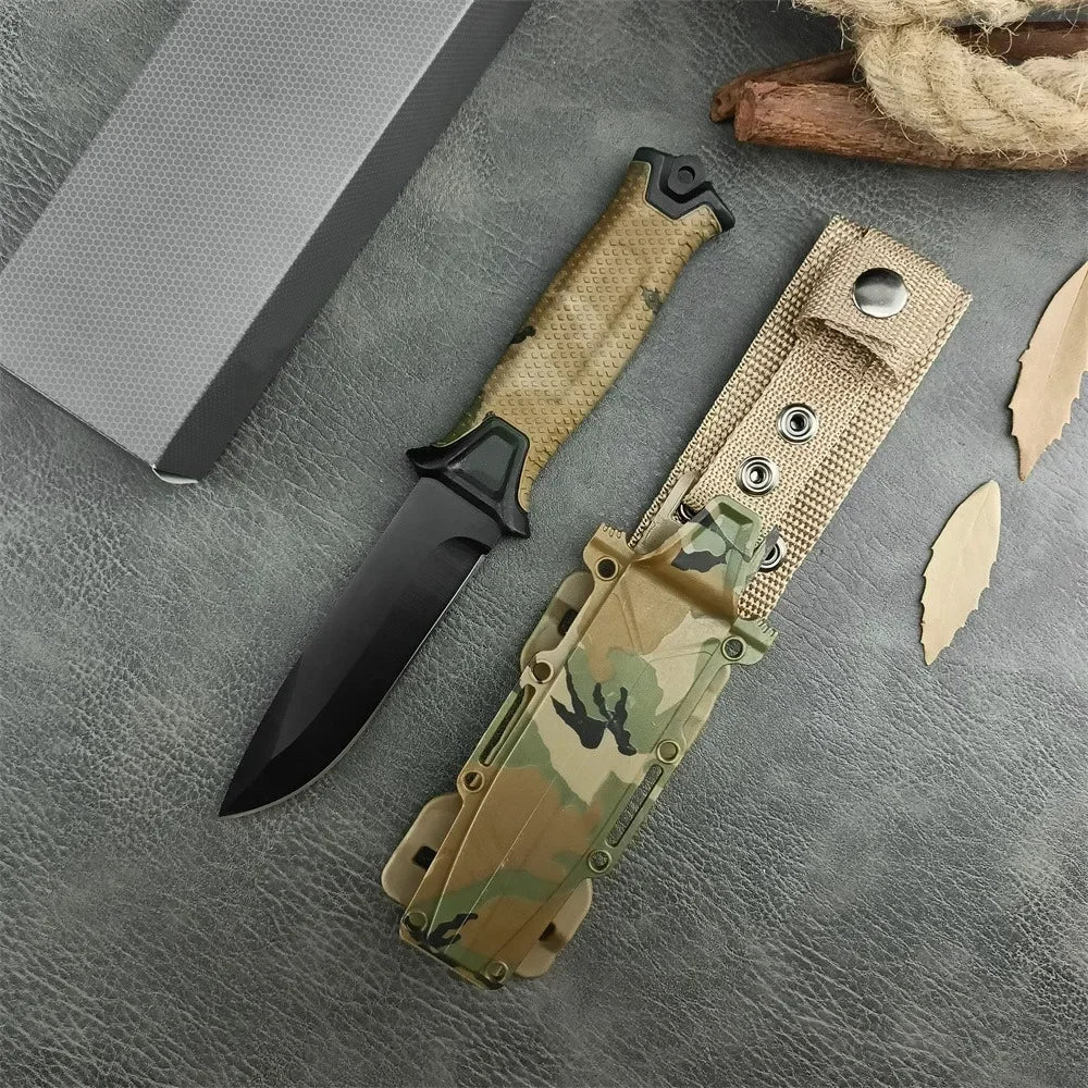 G1500 StrongArm Full Tang Fixed Blade Knife 8Cr13Mov Black Blade Rubber Handles Tactical Hunting Military Knives