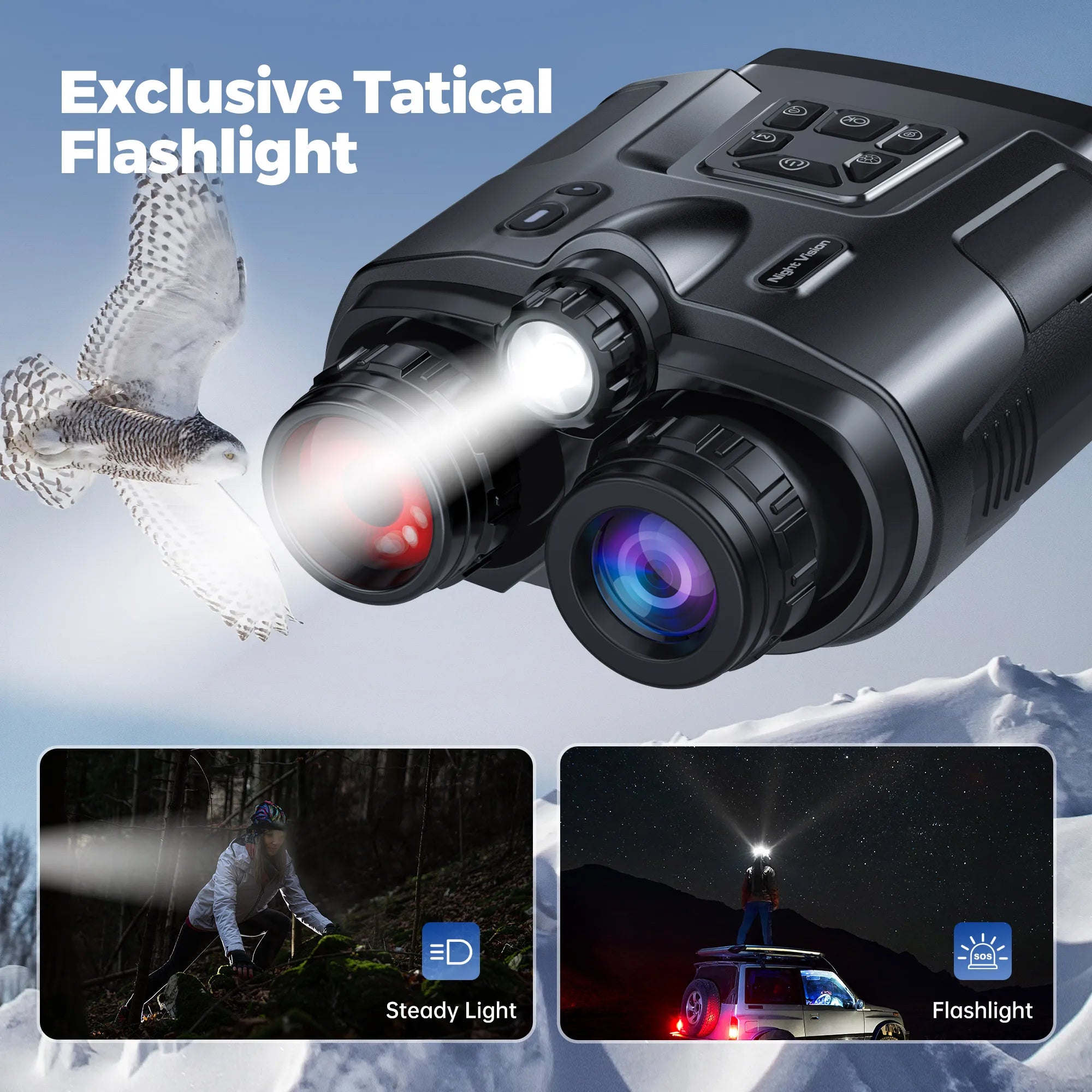 4K Night Vision Binoculars 3inch Screen 8X Digital Zoom With Tactical Light 5000mAh Rechargeable Infrared Vision Night Goggle (Copy)