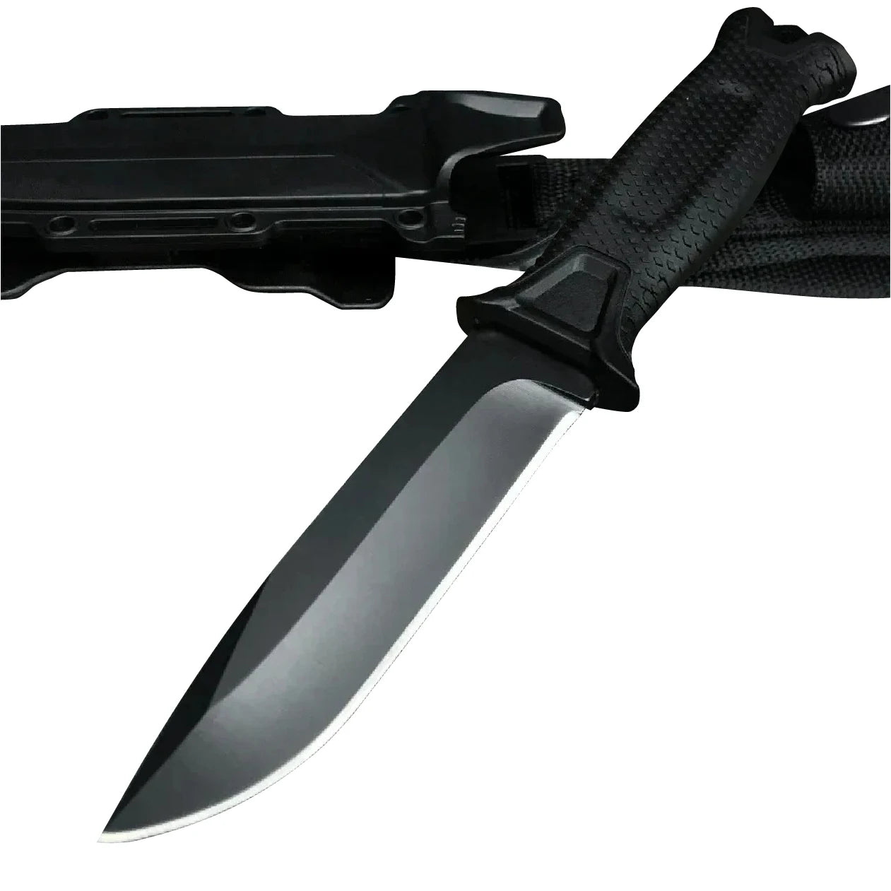 G1500 StrongArm Full Tang Fixed Blade Knife 8Cr13Mov Black Blade Rubber Handles Tactical Hunting Military Knives