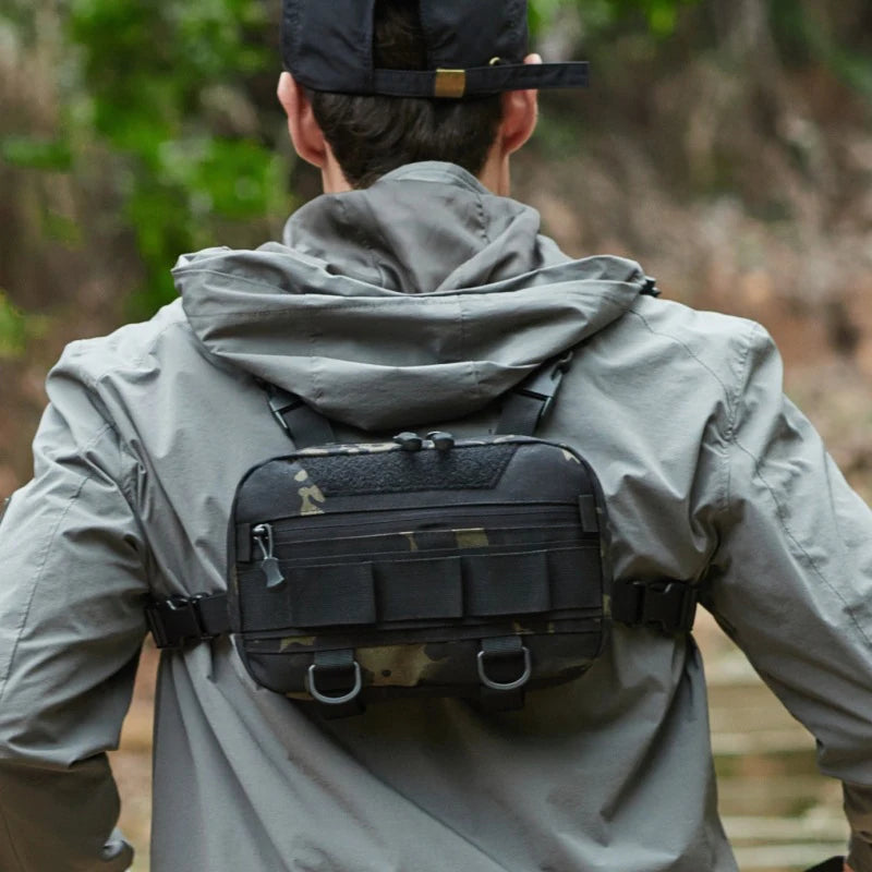Men's Chest Bag Tactical Fishing Vest Backpack Travel Waterproof Molle Nylon Climbing Camping Backpacks Outdoor Rig Fanny Pack