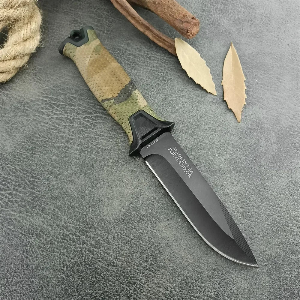 G1500 StrongArm Full Tang Fixed Blade Knife 8Cr13Mov Black Blade Rubber Handles Tactical Hunting Military Knives