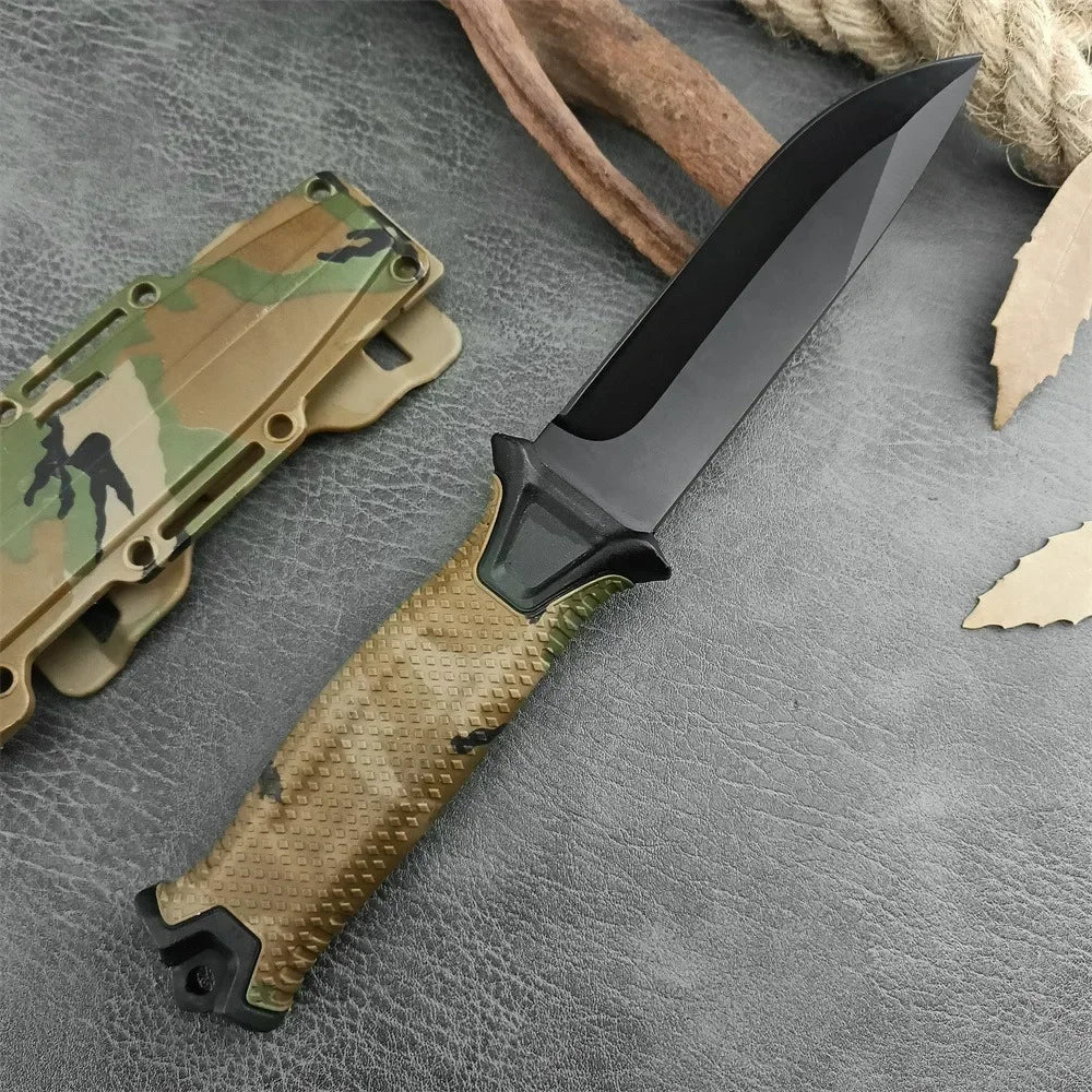 G1500 StrongArm Full Tang Fixed Blade Knife 8Cr13Mov Black Blade Rubber Handles Tactical Hunting Military Knives