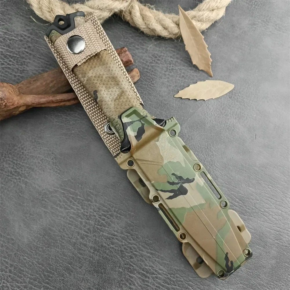 G1500 StrongArm Full Tang Fixed Blade Knife 8Cr13Mov Black Blade Rubber Handles Tactical Hunting Military Knives